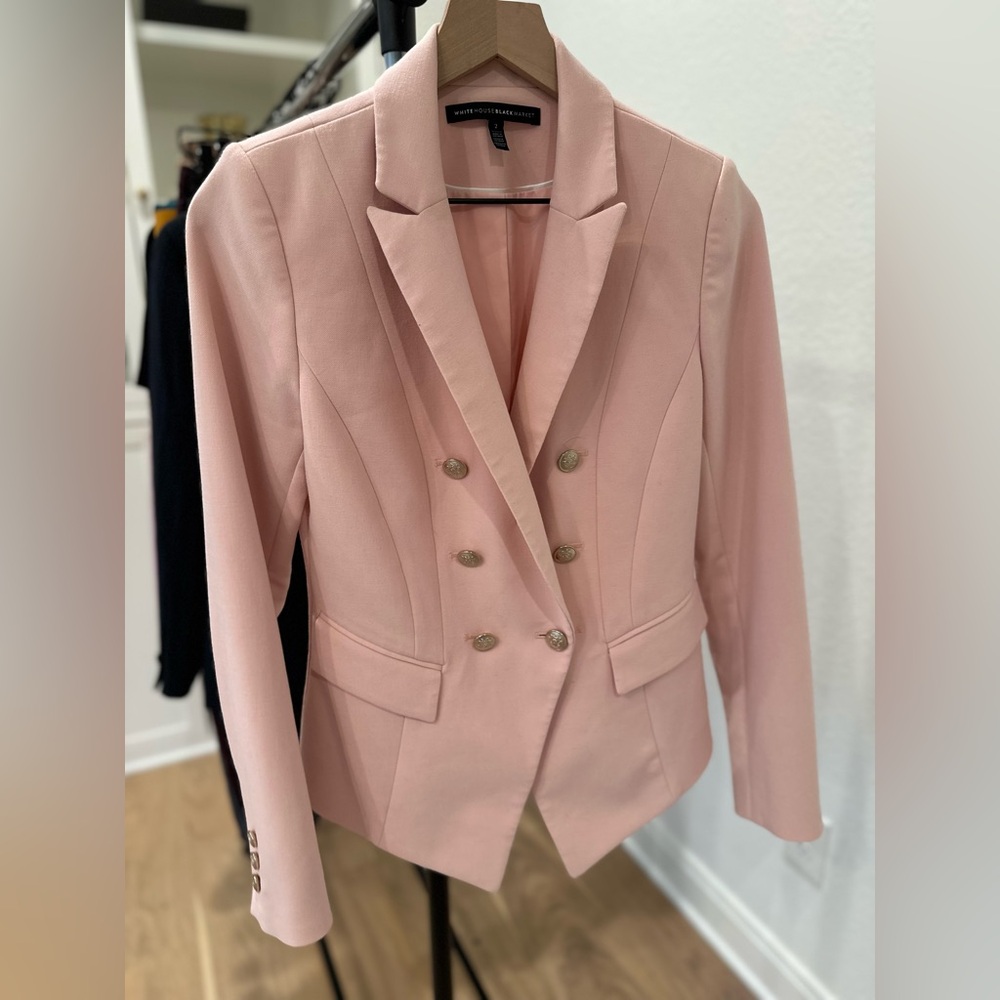 White House Black Market Pink Double-Breasted Tailored Trophy Blazer